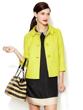 Kate Spade Suze Jacket Chartreuse Yellow Green Classic Short Coat Size 2